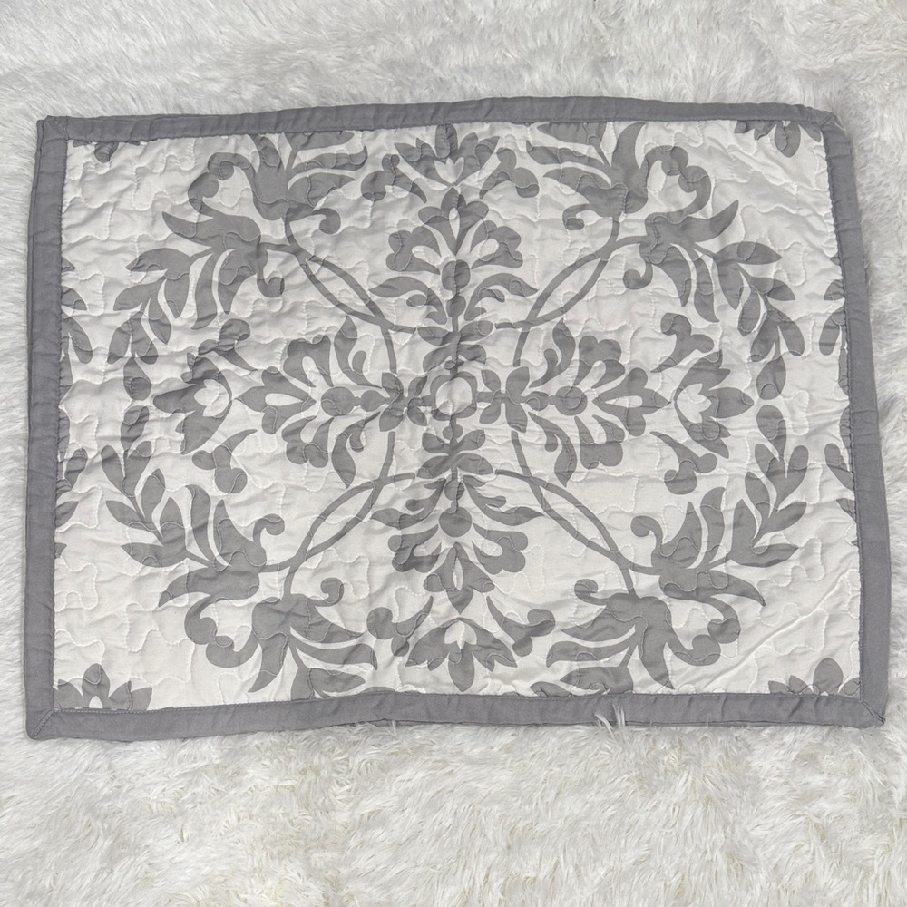 Gray and White Quilted Pullow Sham Set